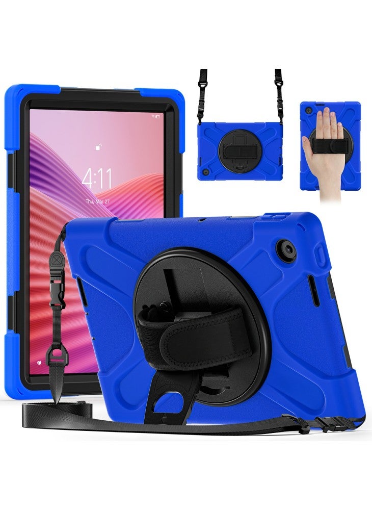 For Lenovo Tab 10.1 (2025) TB311XU/Zhaoyang K10C Kickstand Case TPU PC Silicone Tablet Cover with Shoulder Strap - Blue - Image 1